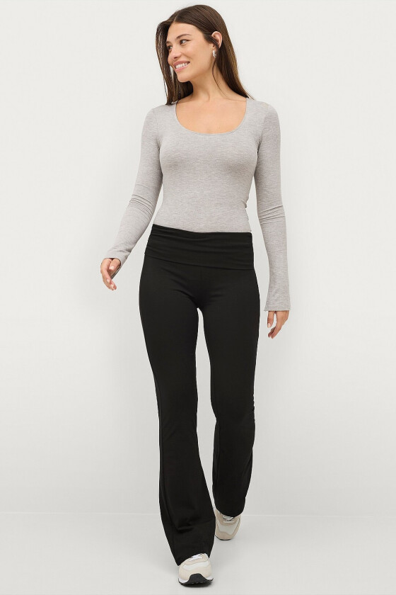 Bukser Soft Touch Folded Flare Trousers - Svart