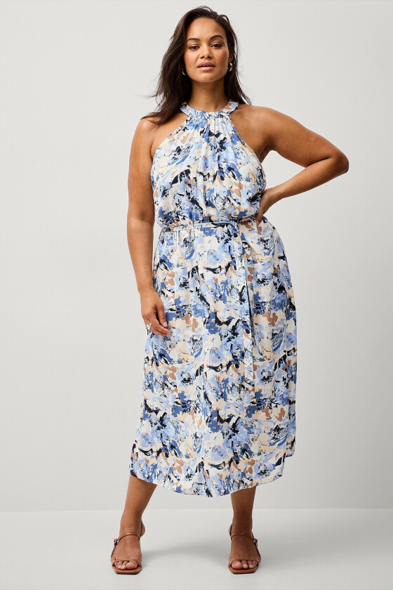 Maxikjole vBella S/L Midi Dress - Blå