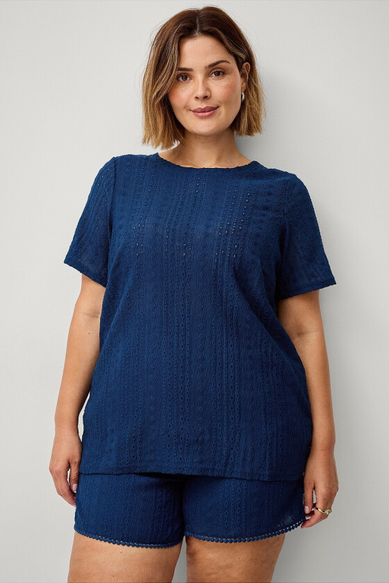 Topp vNip S/S Blouse - Blå