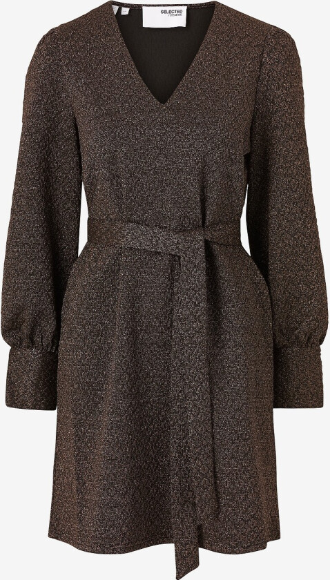 Kjole slfAgnethe Glitter Short Jaquard Dress - Svart