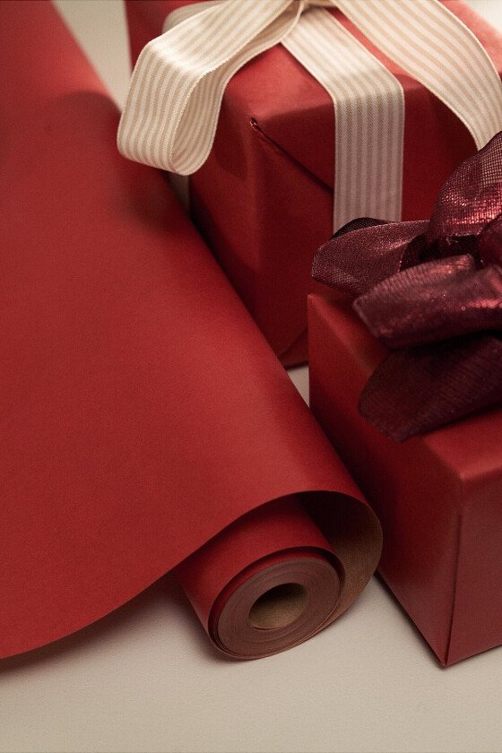 Gavepapir, 10 meter - Rød