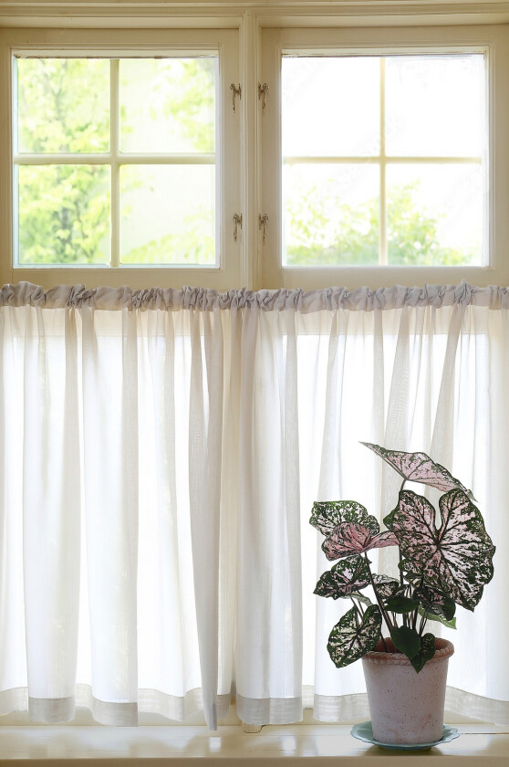 Kafegardin Grace dobbel bredde - Beige