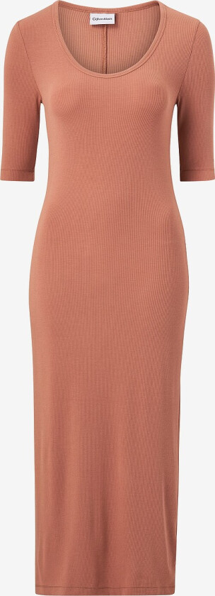 Kjole Modal Rib Midi 1/2 Slv Dress - Brun