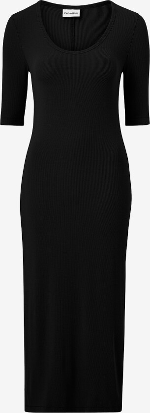 Kjole Modal Rib Midi 1/2 Slv Dress - Svart