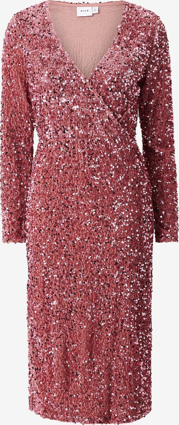 Plajettkjole viYlla L/S Wrap Mid Calf Sequin Dress - Rosa