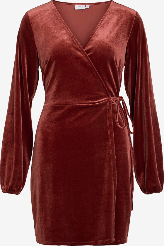 Omslagskjole viKatja L/S Short Velvet Wrap Dress - Rød