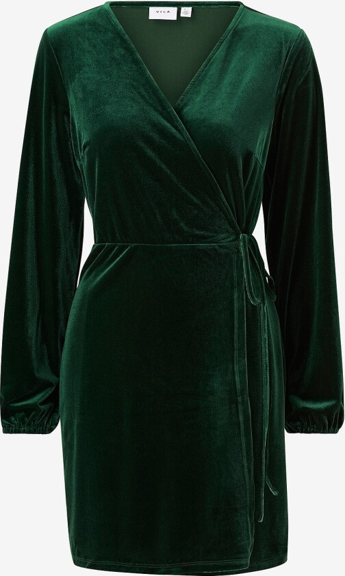 Omslagskjole viKatja L/S Short Velvet Wrap Dress - Grønn