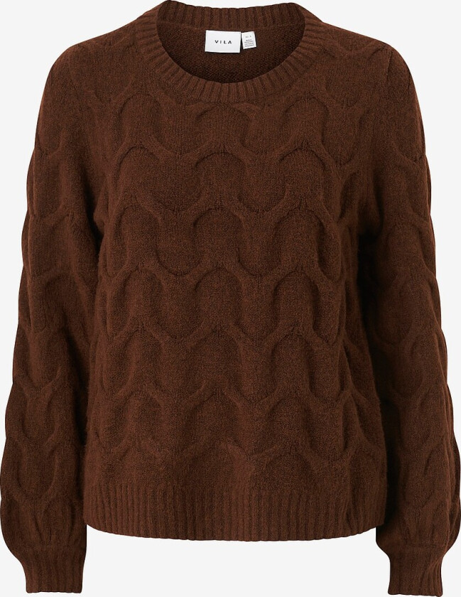 Genser viElla New L/s O-neck Cable Knit Top - Brun