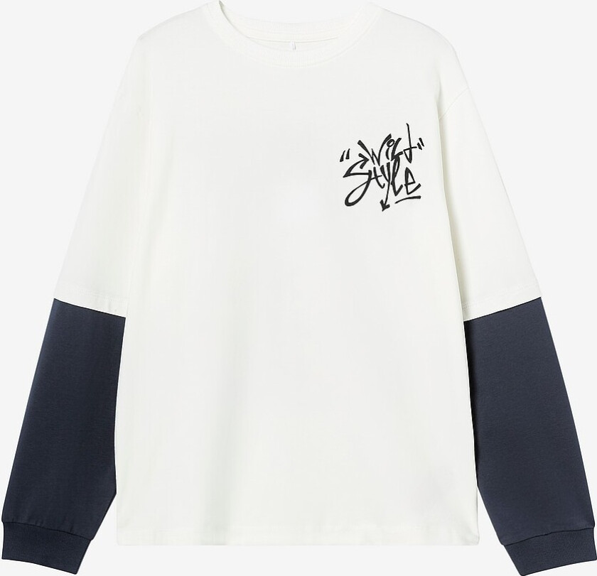 T-skjorte nkmOmsan LS Loose Top Box - Hvit