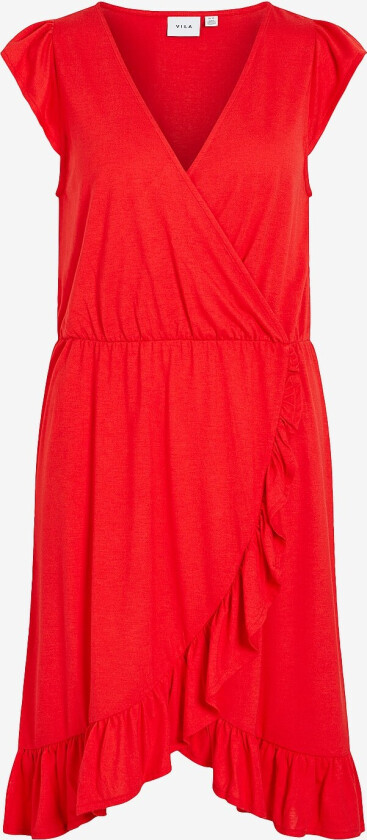 Kjole viMooney S/S Wrap Flounce Dress - Rød