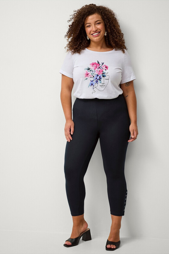 Leggings Leggings 3/4 Button - Svart