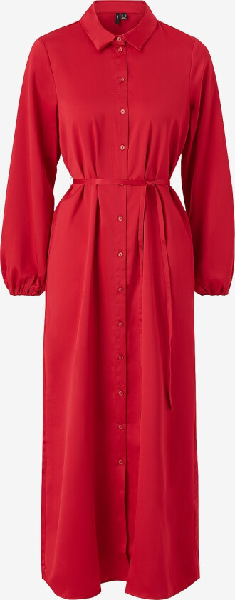 Maxikjole vmMerle L/S Calf Shirt Dress Wvn - Rød