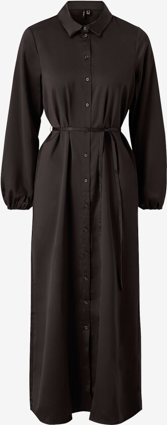 Maxikjole vmMerle L/S Calf Shirt Dress Wvn - Svart
