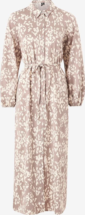 Maxikjole vmMerle L/S Calf Shirt Dress Wvn - Beige