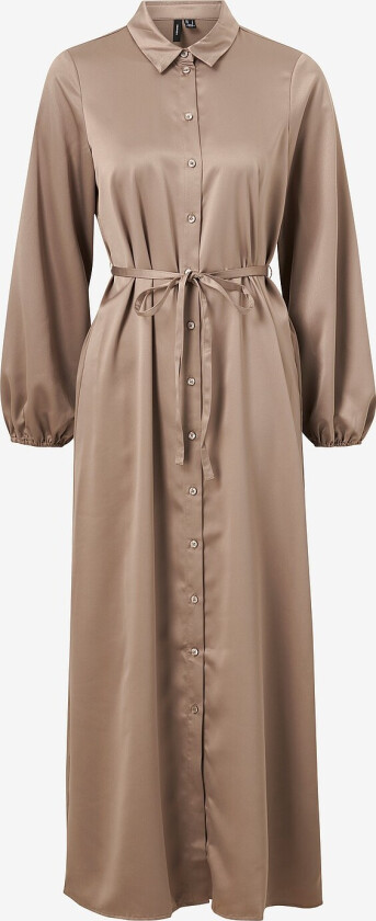 Maxikjole vmMerle L/S Calf Shirt Dress Wvn - Brun