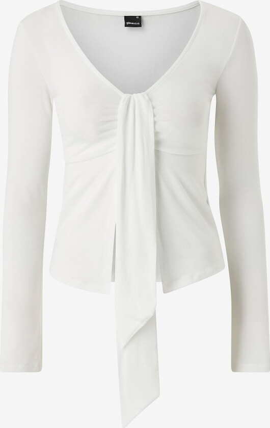 Topp Tie Front Long Sleeve Top - Hvit
