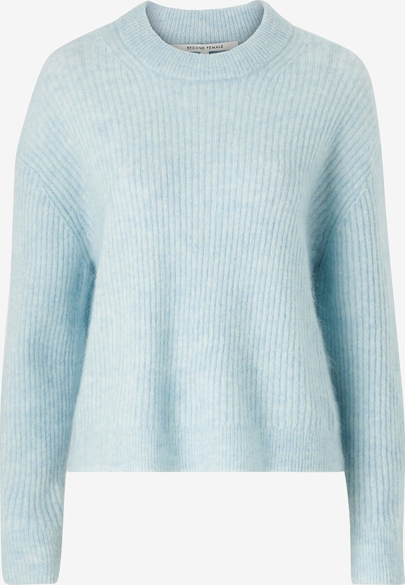 Genser Brook Knit Rib O-neck - Blå