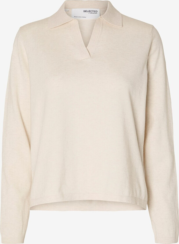 Genser slfBerga LS Knit Polo Neck - Beige