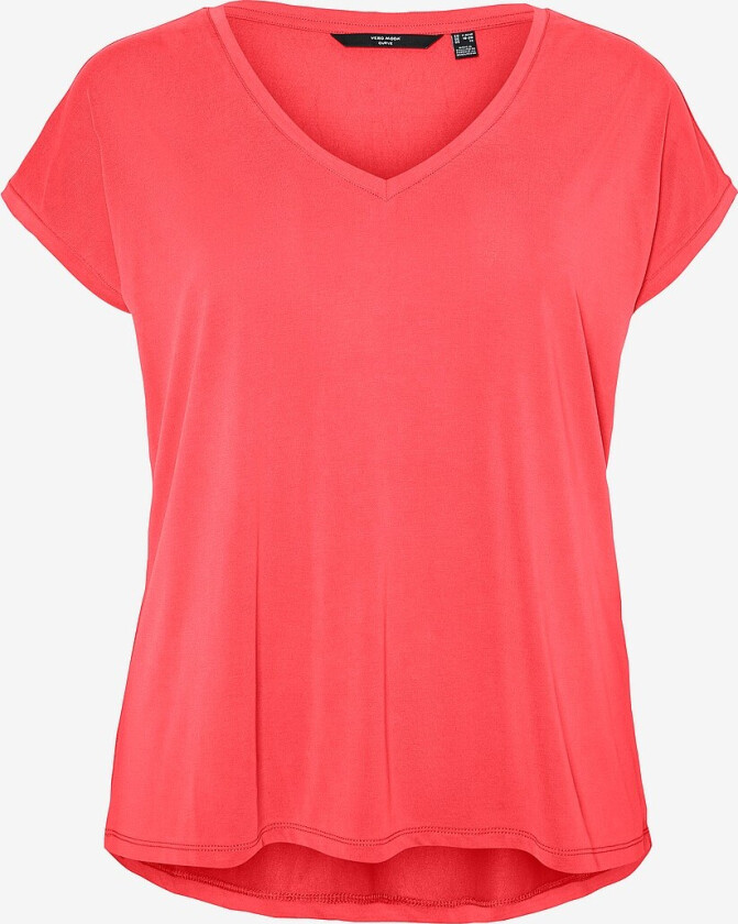 Topp vmFilli SS V-neck Tee GA Curve - Rosa
