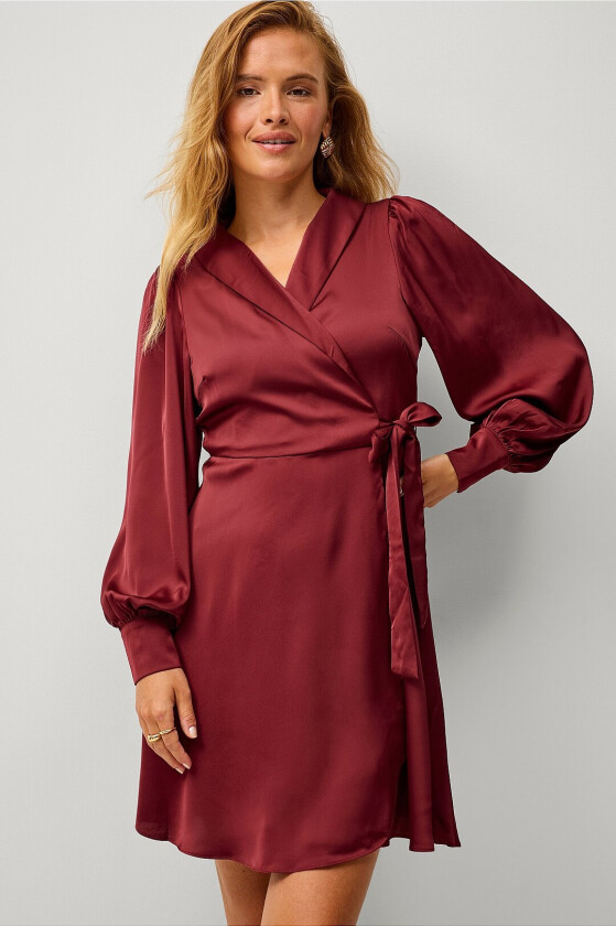 Omslagskjole viEnna Ravenna L/S Short Wrap Dress - Rød