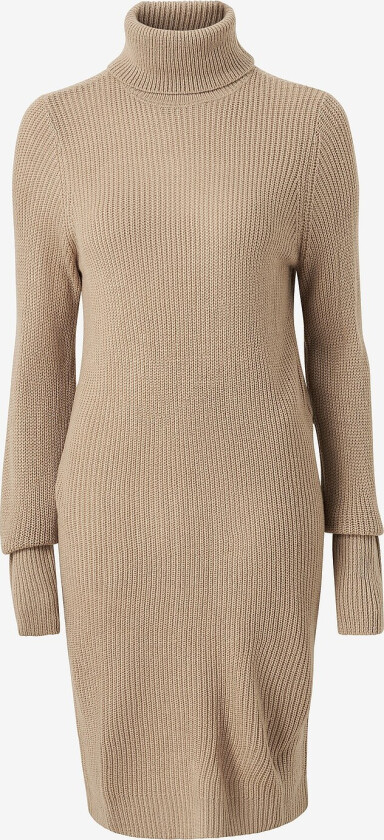 Kjole viLou L/s Rollneck Knit Dress - Beige