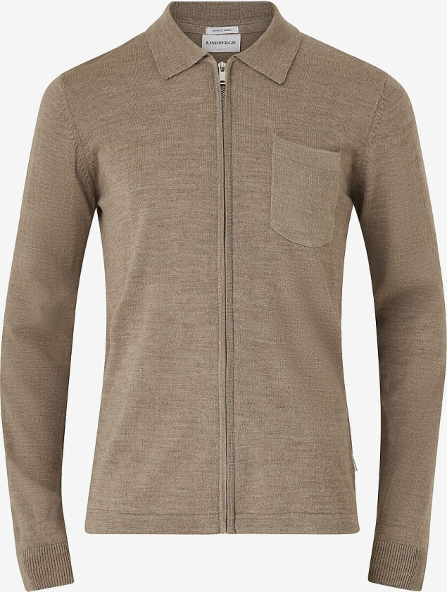 Kardigan Merino Polo Collar Cardigan - Beige