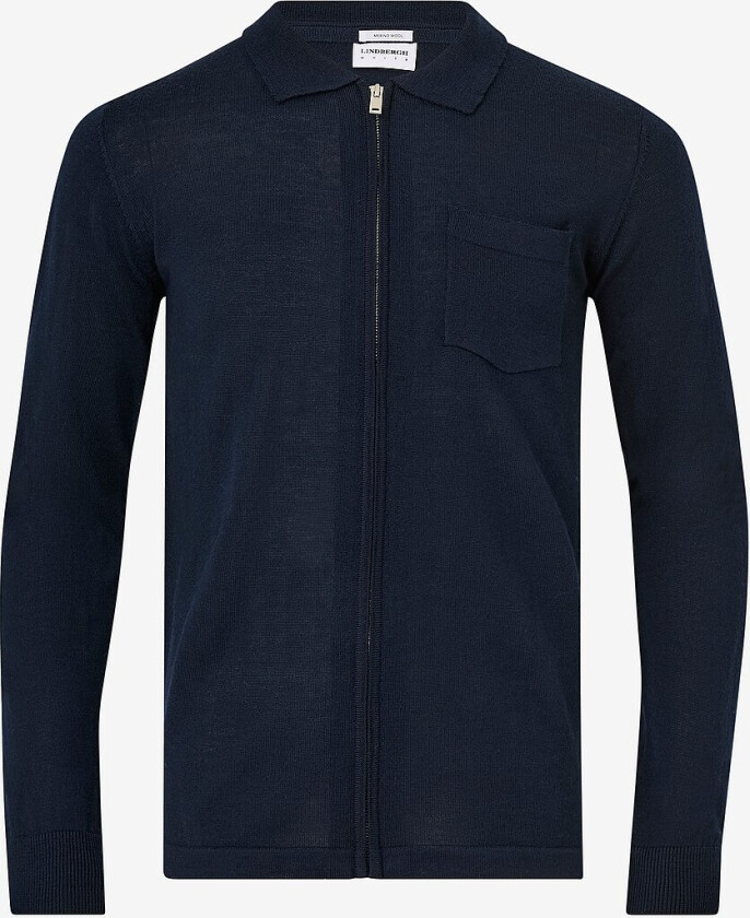 Kardigan Merino Polo Collar Cardigan - Blå