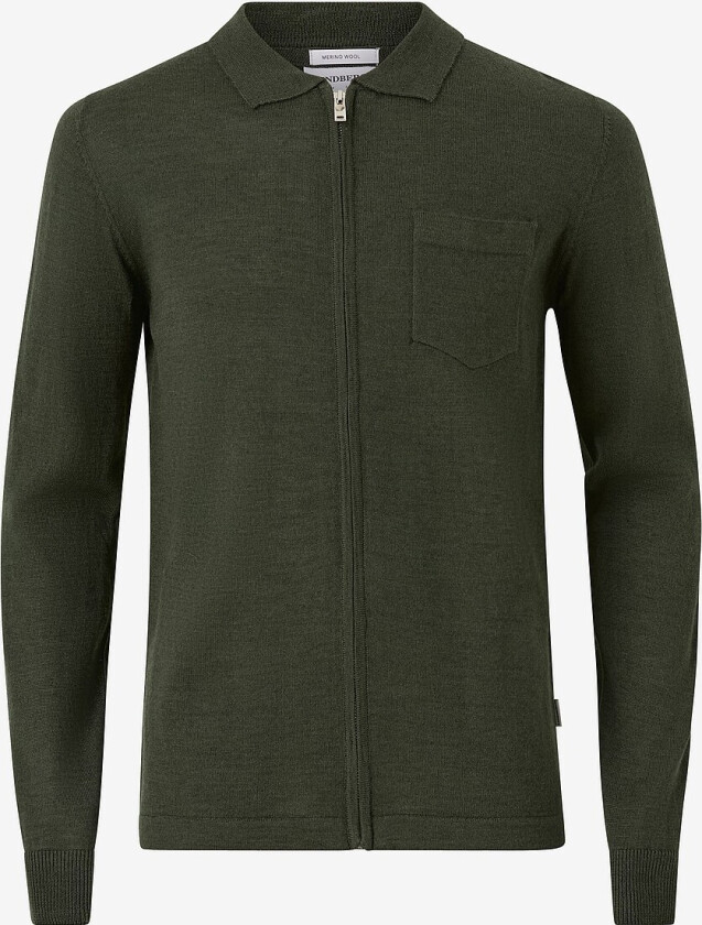 Kardigan Merino Polo Collar Cardigan - Grønn