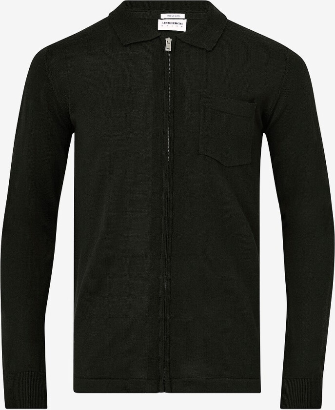 Kardigan Merino Polo Collar Cardigan - Svart