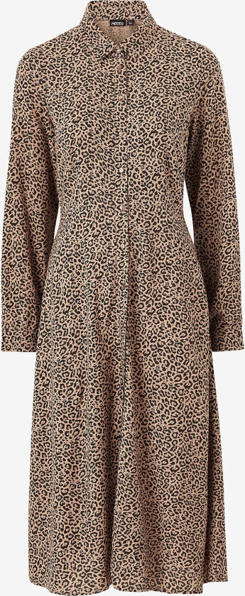 Skjortekjole pcNova LS Midi Dress - Brun