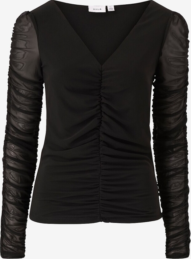 Topp viVoletta Deep V-neck L/S Top - Svart