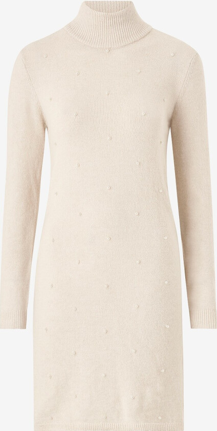 Kjole viEmily L/S Pearl Knit Dress - Beige