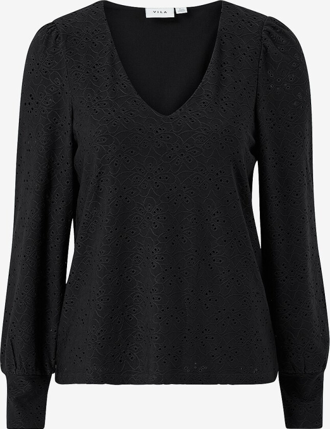 Topp viPaulina V-neck L/S Top - Svart