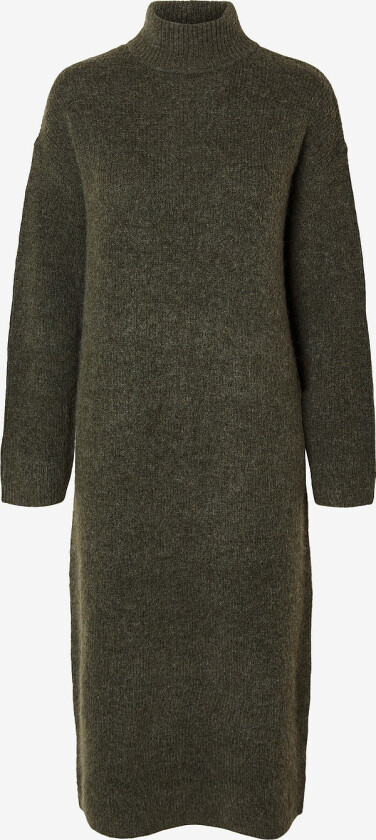 Kjole slfMaline LS Knit Dress High Neck - Grønn