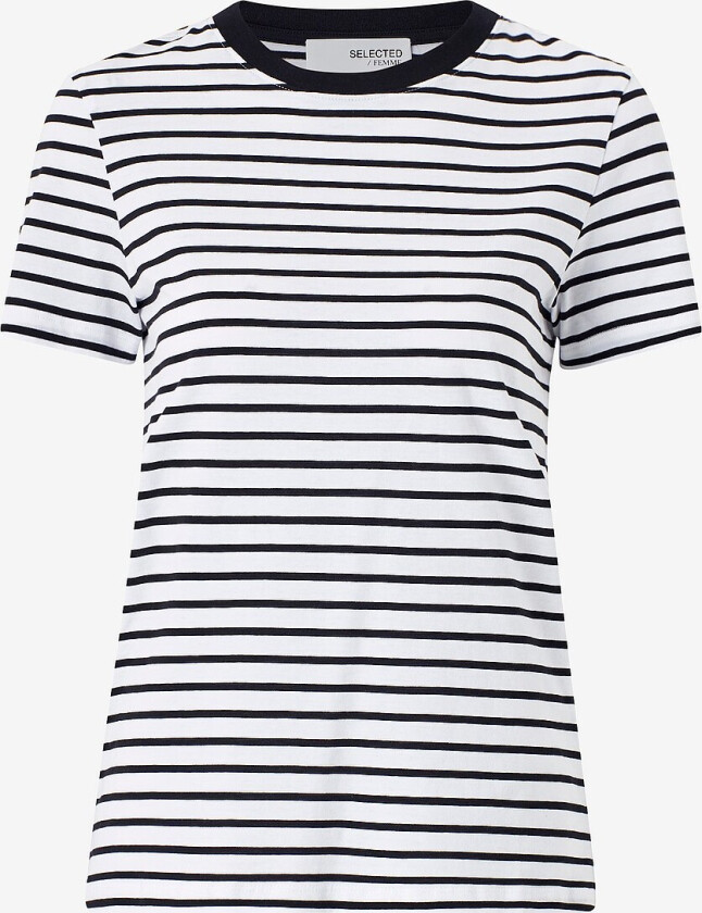 Topp slfMyessential SS Stripe O-neck Tee - Svart