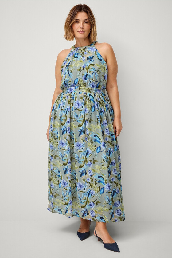 Maxikjole eLavrin S/L Maxi Dress - Grå