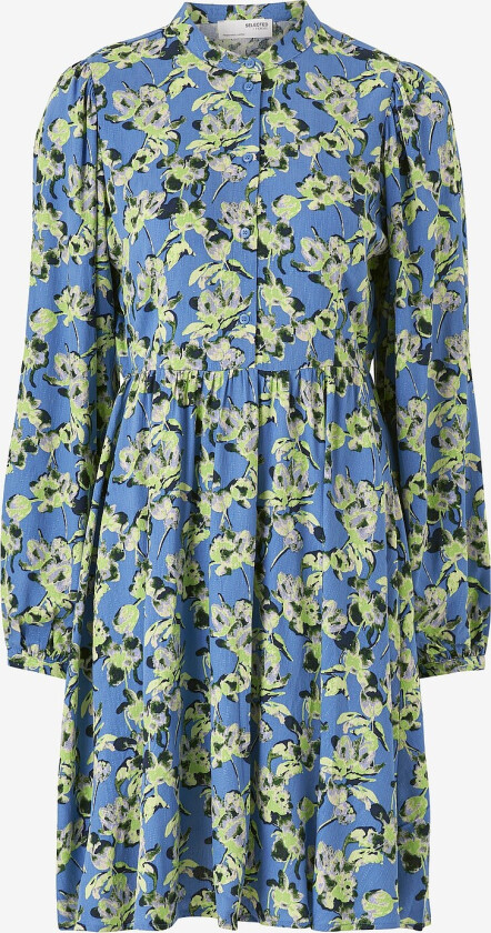 Kjole slfJana LS Short Shirt Dress - Blå
