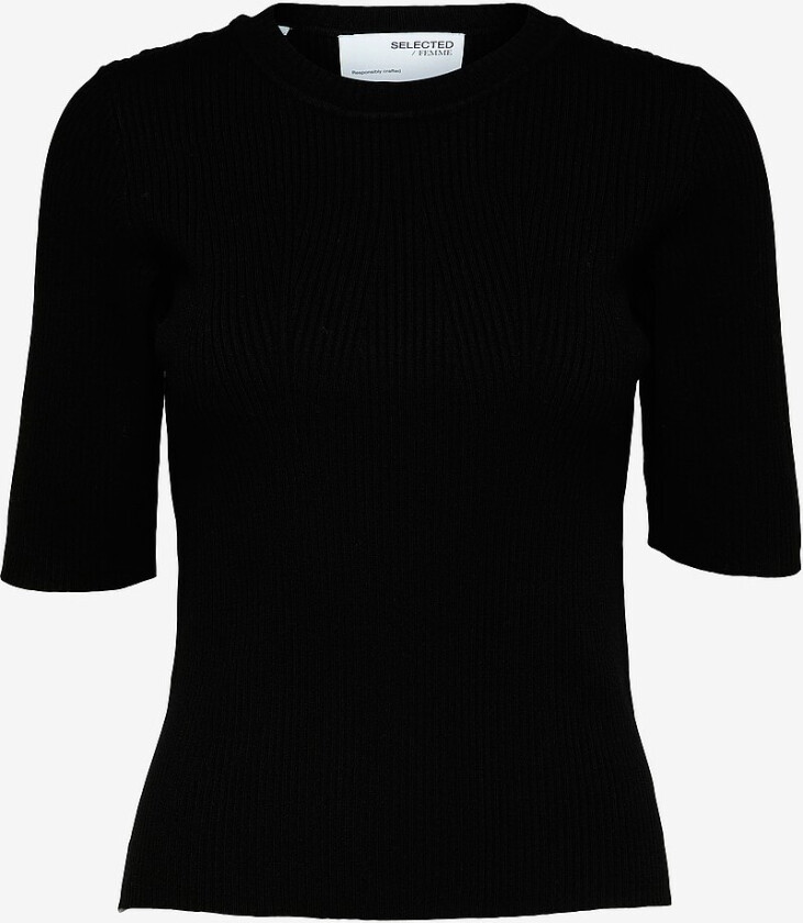 Topp slfMala 2/4 Knit O-neck - Svart