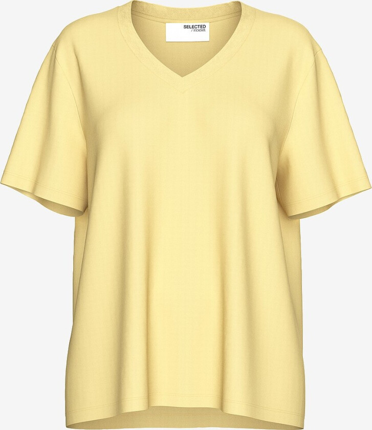 Topp slfEssential SS V-neck Tee - Gul