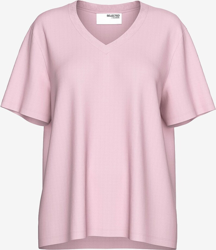 Topp slfEssential SS V-neck Tee - Rosa