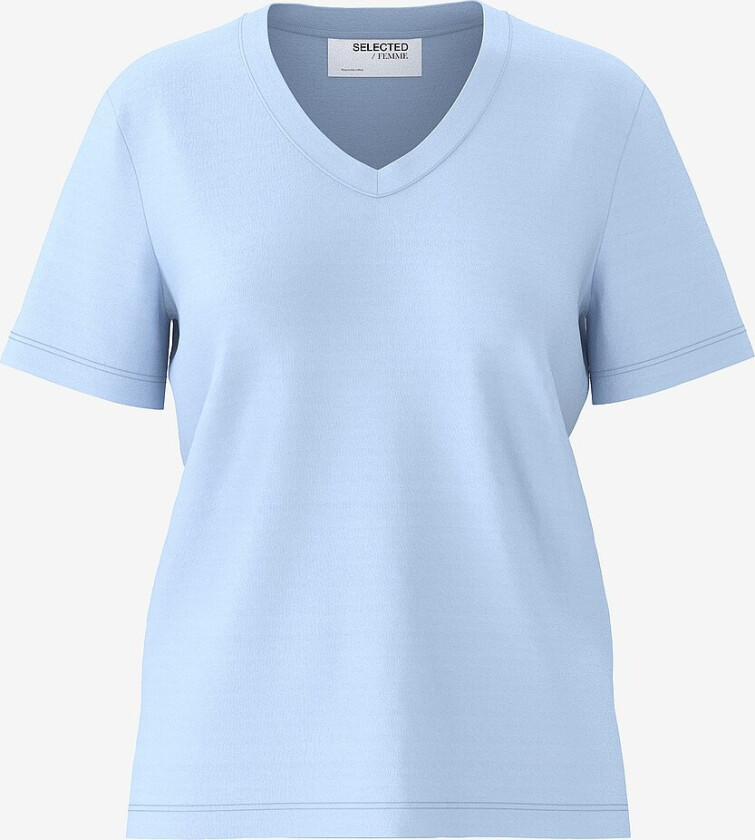 Topp slfEssential SS V-neck Tee - Blå
