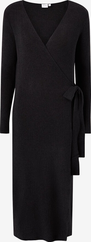 Omslagskjole viComfy L/S Wra Knit Dress - Svart