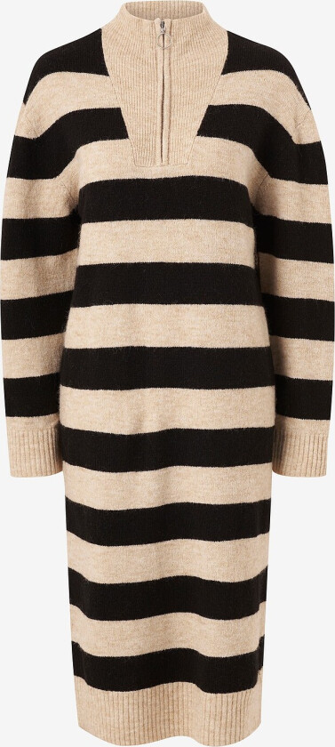 Kjole objMinna L/S Zip Knit Dress - Beige