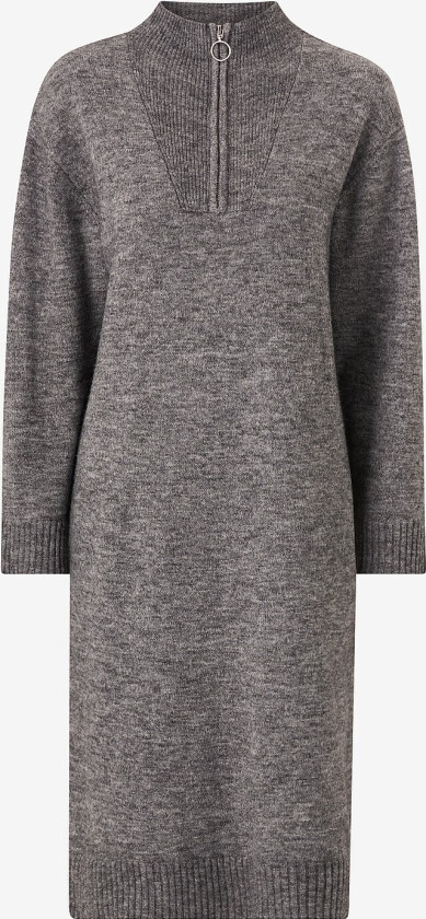 Kjole objMinna L/S Zip Knit Dress - Grå