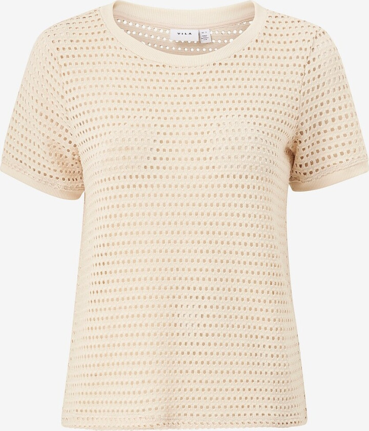 Topp viAdella S/S Top - Beige