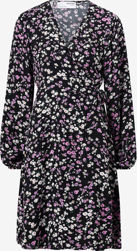Omslagskjole slfFiola LS Aop Wrap Dress - Svart
