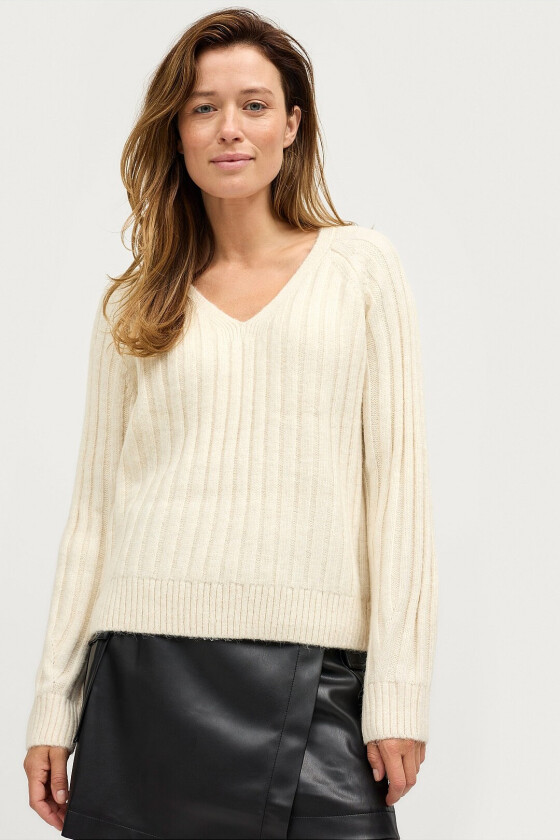 Genser V-neck Knitted Sweater - Hvit