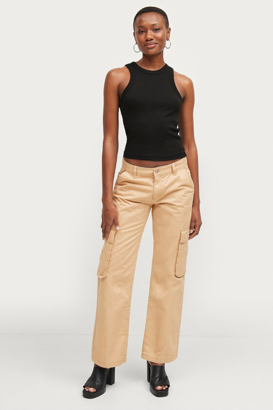 Cargobukser Low Waist Cargo Jeans - Beige
