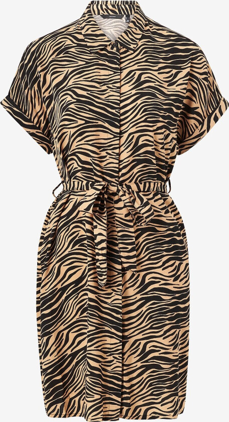 Skjortekjole vmEasy S/S Shirt Dress Wvn - Natur