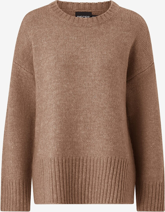 Genser pcNancy LS Loose O-neck Knit - Brun